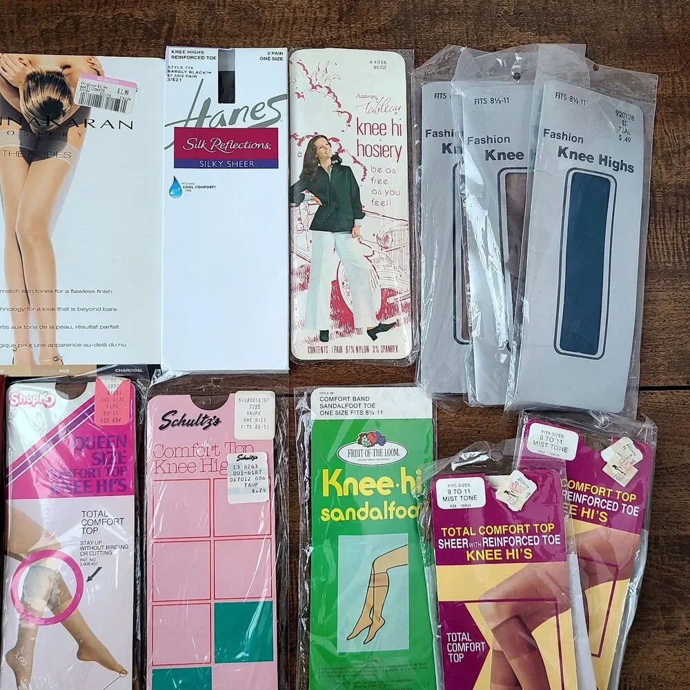Lot of 26 Vintage Hosiery Nylons Pantyhose Thigh Knee High Mixed Brands & Sizes